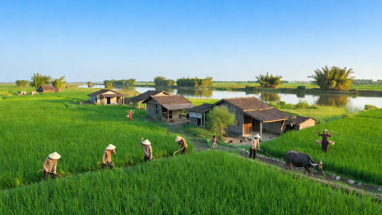 Cảnh sắc Phường Song Hồ, Thị xã Thuận Thành, Bắc Ninh với sông Đuống và đồng ruộng xanh