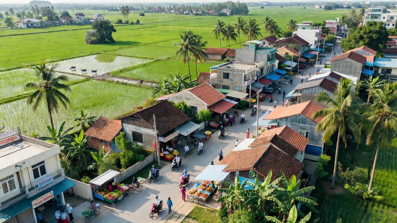 Khung cảnh phường Thanh Khương, thị xã Thuận Thành, tỉnh Bắc Ninh với thiên nhiên tươi xanh.