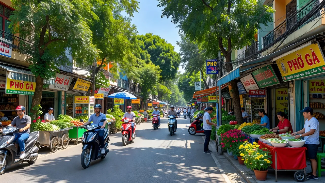 Phường Phù Khê, Từ Sơn, Bắc Ninh, depicting urban development, local life, and greenery under sunny skies.