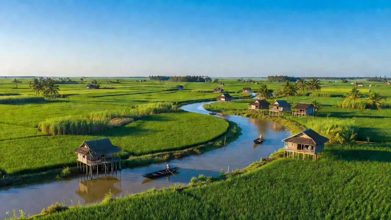 Mỹ Thạnh, Ba Tri, Bến Tre: lush fields, rivers, traditional houses showcasing Mekong Delta beauty.