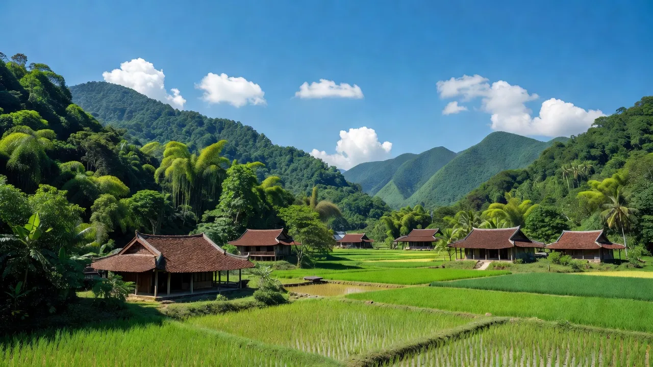 Toàn cảnh xã An Vinh, huyện An Lão, tỉnh Bình Định với phong cảnh núi non xanh tươi.