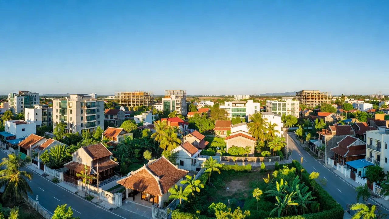 Khung cảnh Nhơn Hưng Thị xã An Nhơn, Bình Định với phát triển đô thị và không gian xanh.
