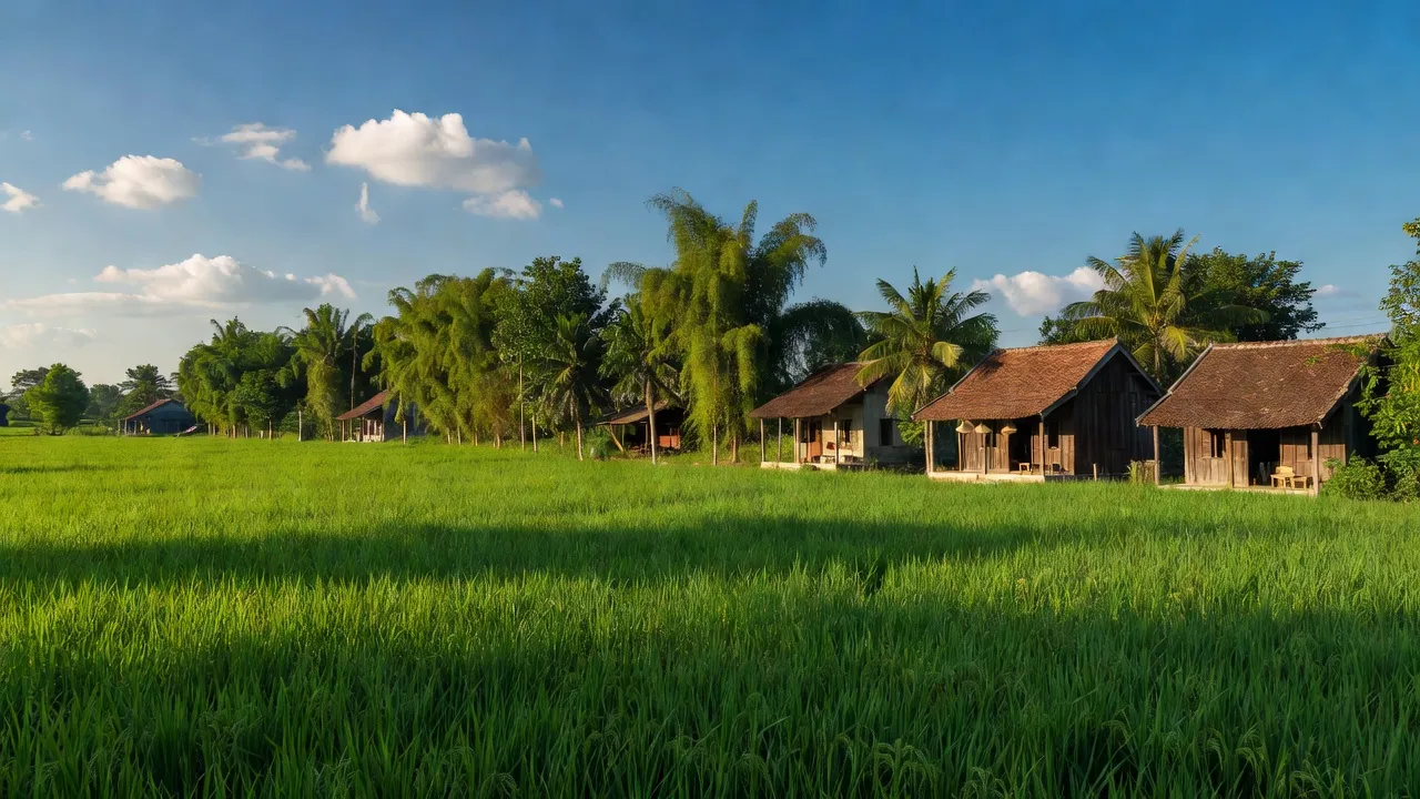 Quang cảnh xã Nhơn Tân, Thị xã An Nhơn, tỉnh Bình Định với cánh đồng và cây xanh.