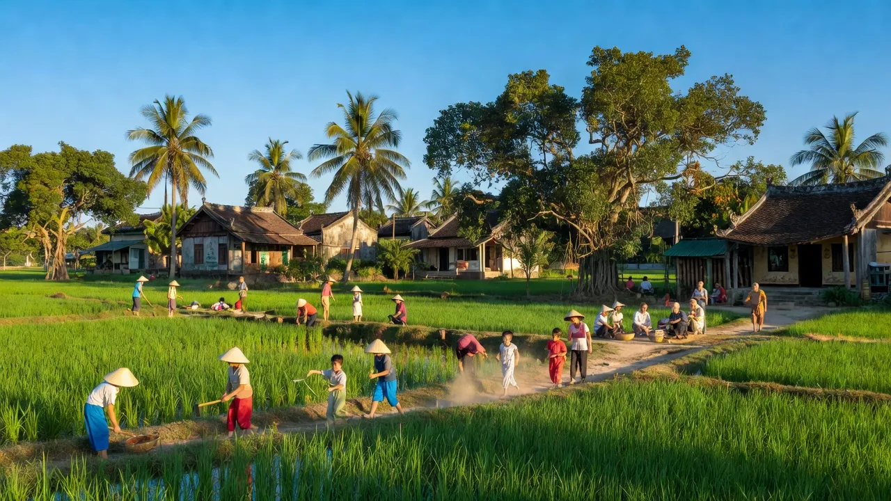 Bồng Sơn, Hoài Nhơn with lush greenery and cultural architecture, Bình Định province.