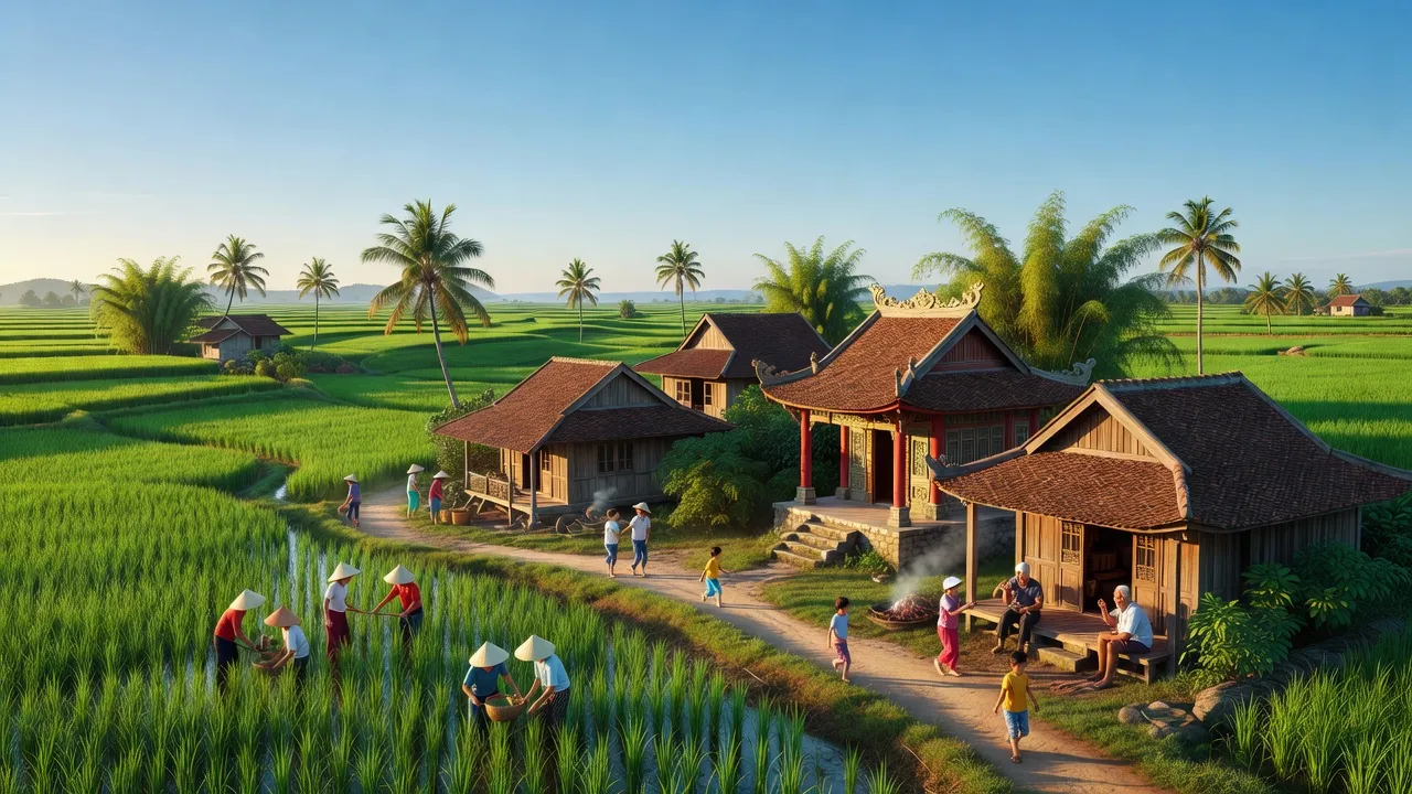 Phường Hoài Đức, Hoài Nhơn, Bình Định, phong cảnh sống động, kiến trúc truyền thống, người dân, thảm thực vật.