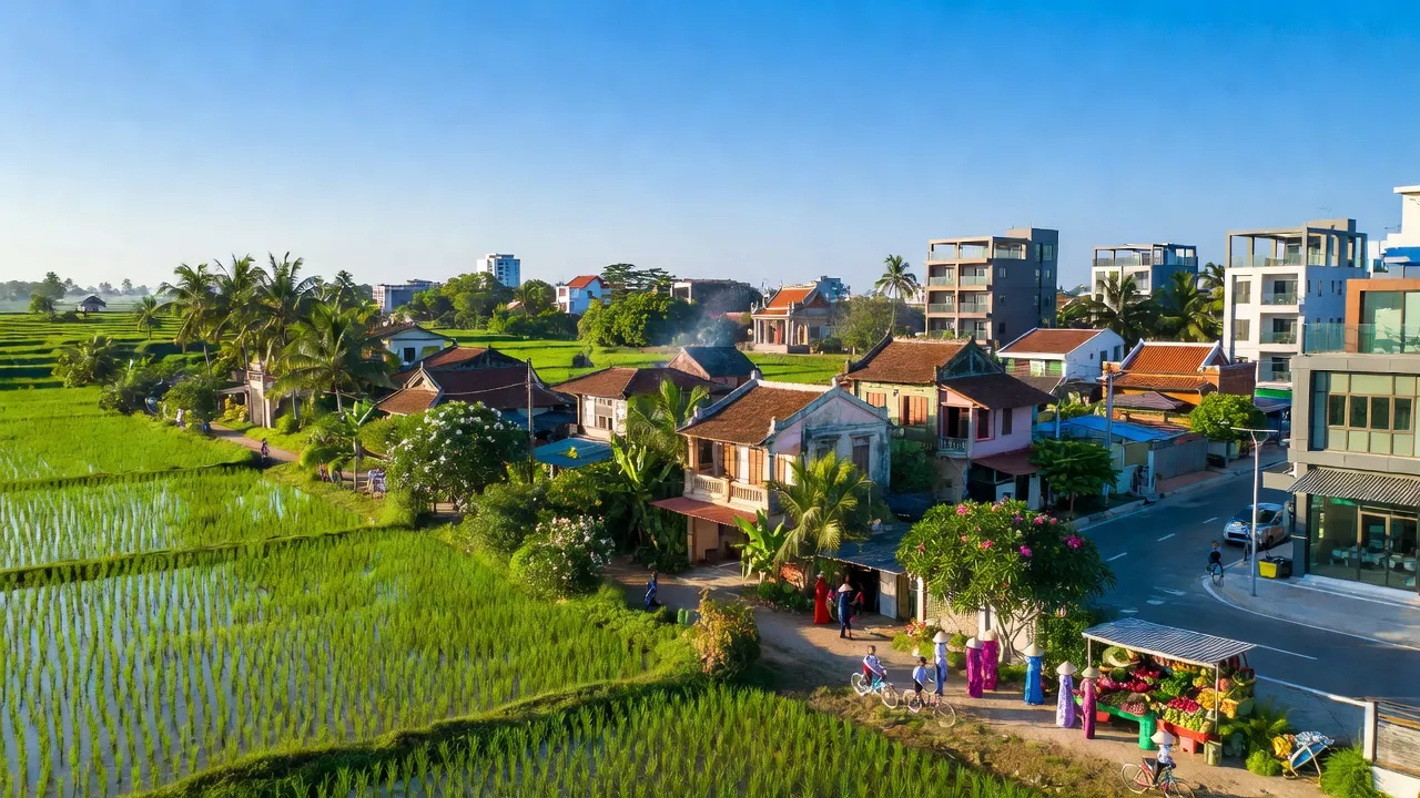 Cảnh sắc đẹp của Phường Hoài Hảo, Thị xã Hoài Nhơn, Bình Định, thể hiện thiên nhiên và cuộc sống cộng đồng.