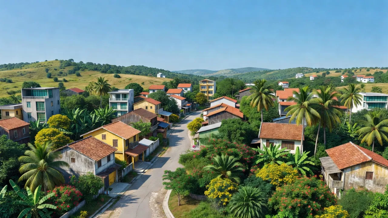 Khung cảnh phường Hoài Tân, Thị xã Hoài Nhơn với thiên nhiên và nhà cửa, Bình Định.