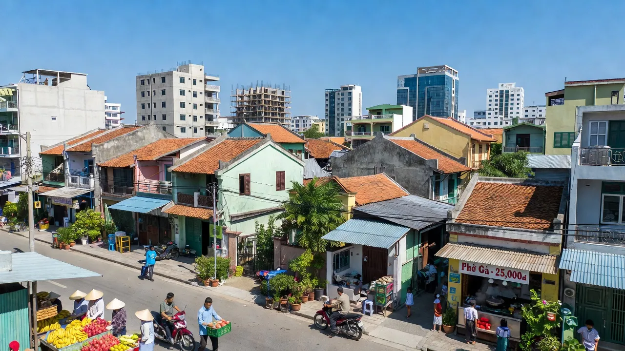 Phường Tam Quan Bắc, thị xã Hoài Nhơn, Bình Định, với kiến trúc hiện đại và hoạt động đời sống thường nhật.