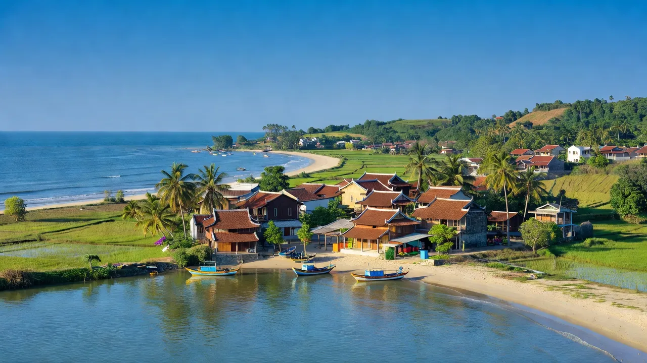 Cát Khánh town in Phù Cát district, Bình Định, featuring coastline and De Gi lagoon.