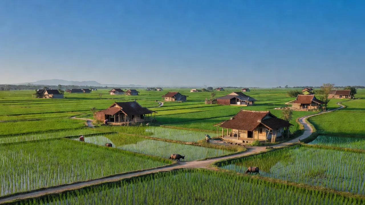 Cảnh đẹp xã Mỹ Chánh Tây, huyện Phù Mỹ, Bình Định với phong cảnh nông thôn yên bình.