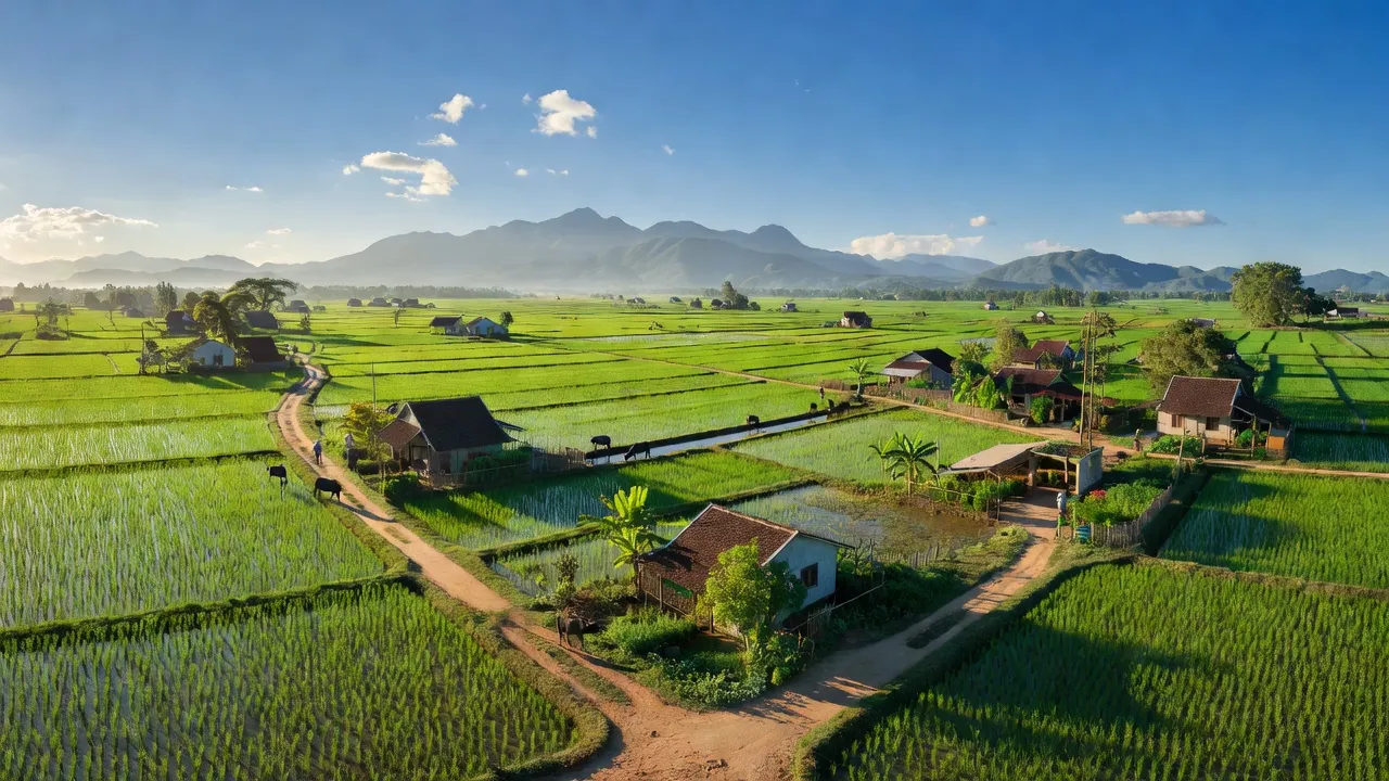Cảnh đồng xanh tươi mát tại xã Phước Hiệp, huyện Tuy Phước, Bình Định, mang lại cảm giác bình yên.