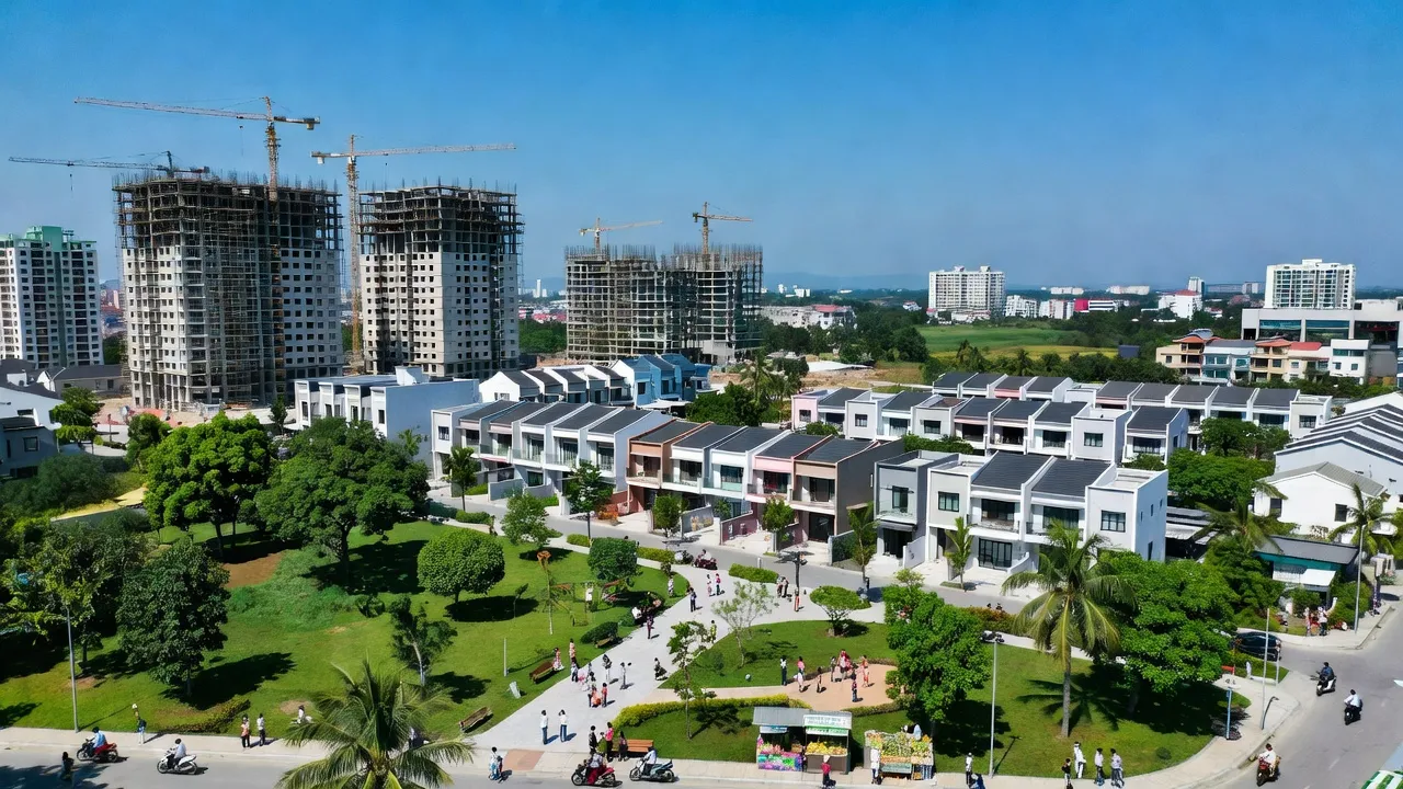 Khung cảnh Vĩnh Tân, Thành phố Tân Uyên, với đô thị hóa và đời sống cộng đồng năng động.