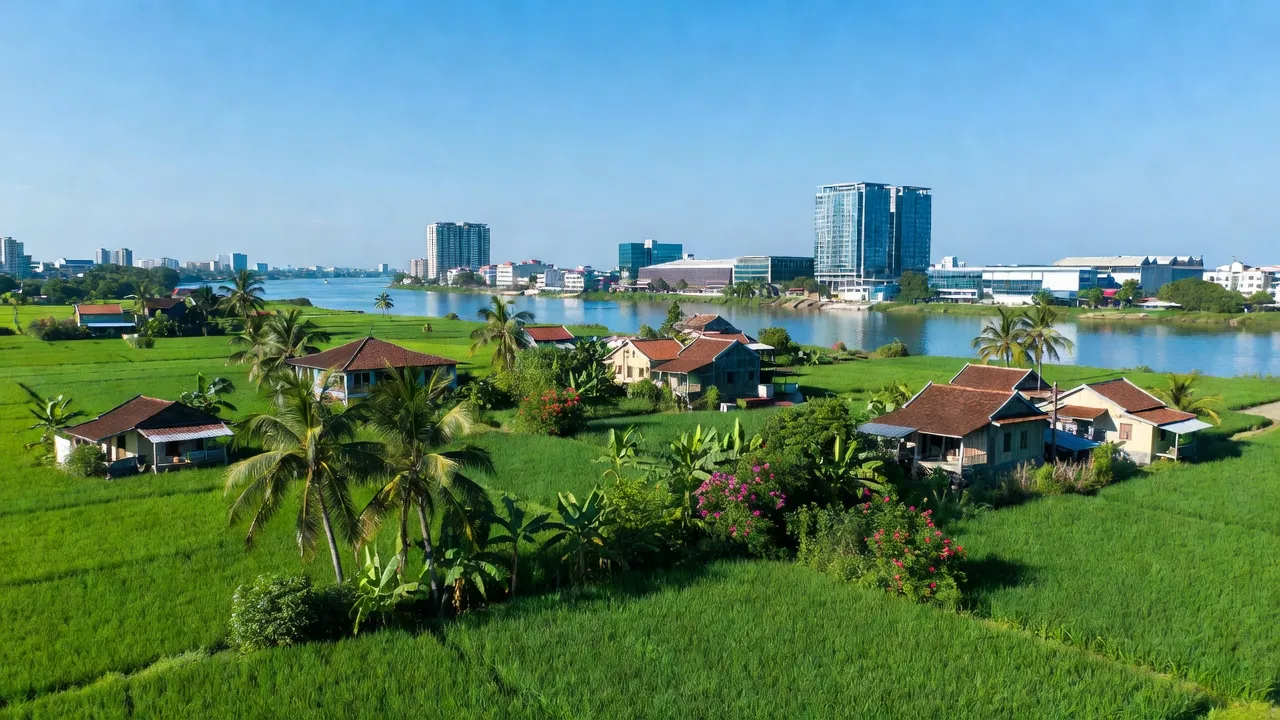 Khung cảnh Phường Chánh Mỹ, Thủ Dầu Một với sông Sài Gòn và cây xanh đẹp mắt.