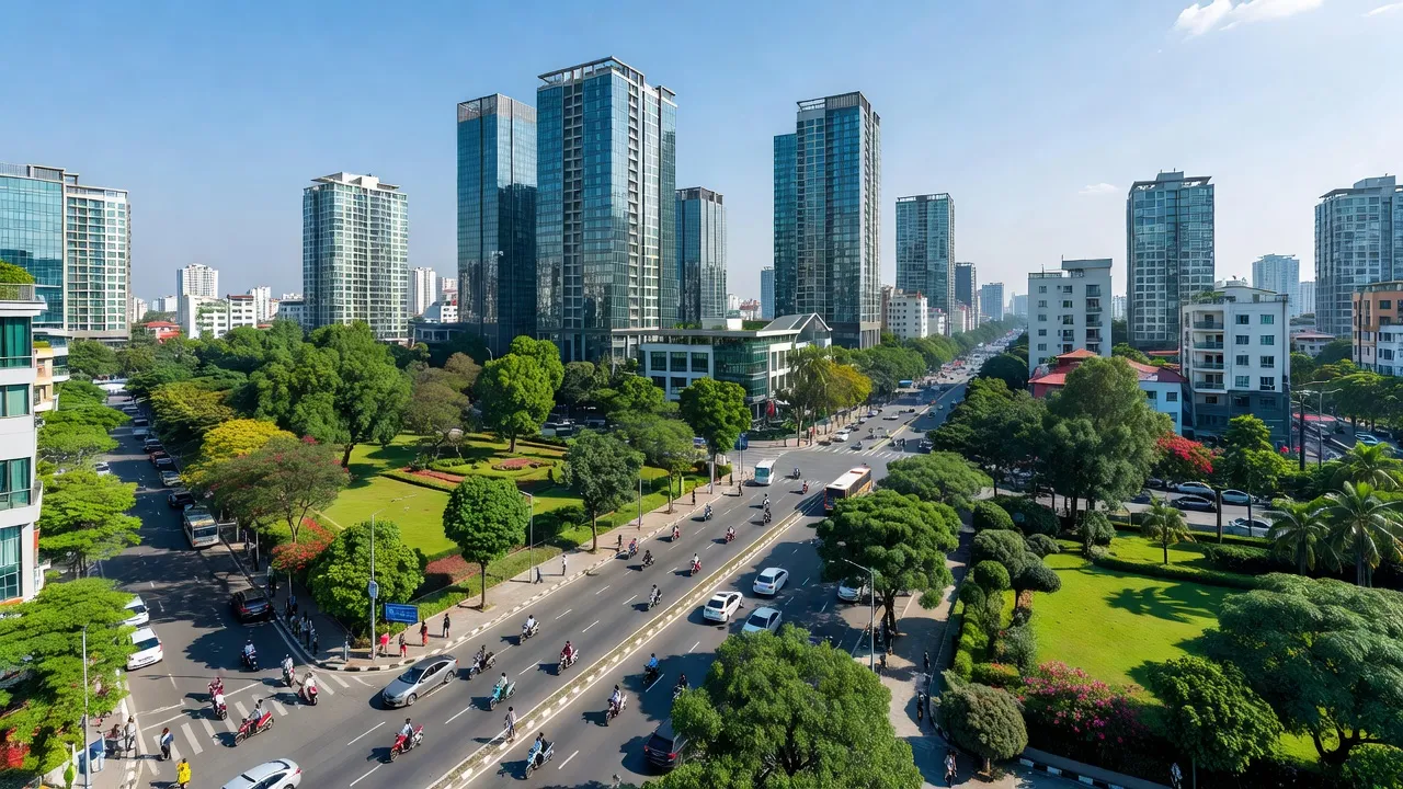 Phường Hiệp An, Thủ Dầu Một với cảnh quan đô thị hiện đại và nhộn nhịp, Bình Dương.