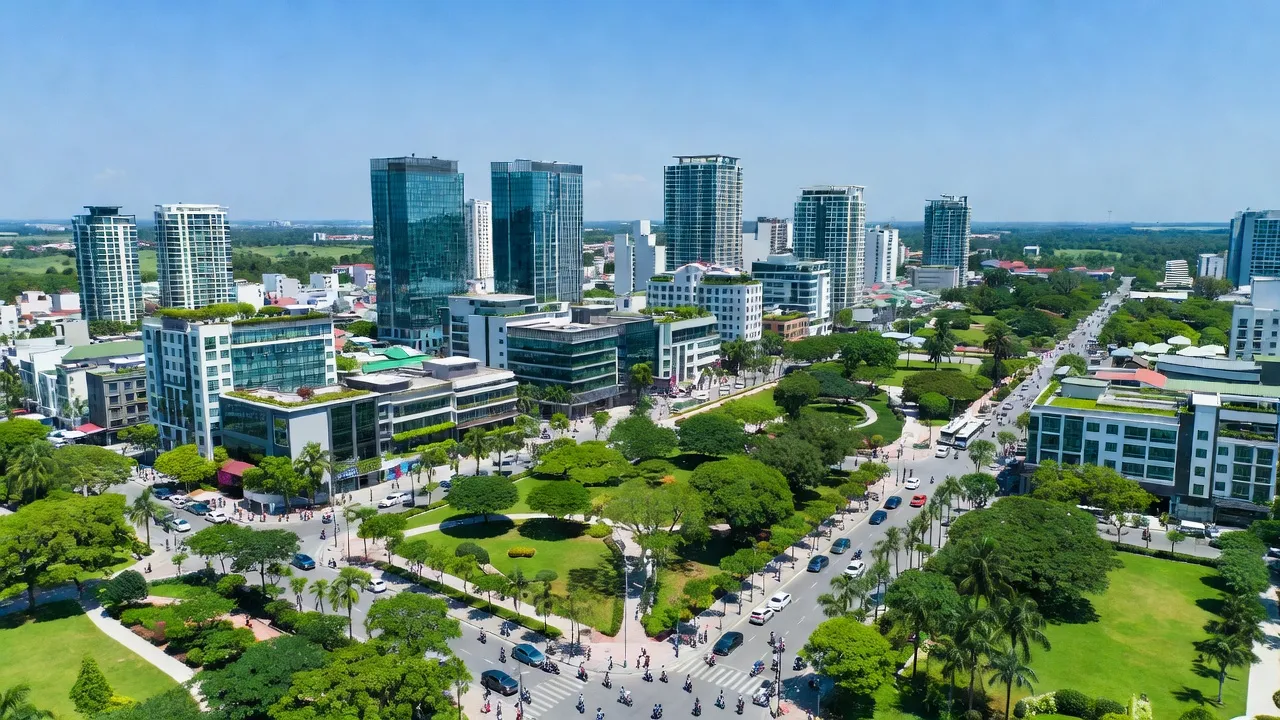 Phường Phú Thọ, Thủ Dầu Một, Bình Dương với cảnh quan đô thị hiện đại và không gian xanh.