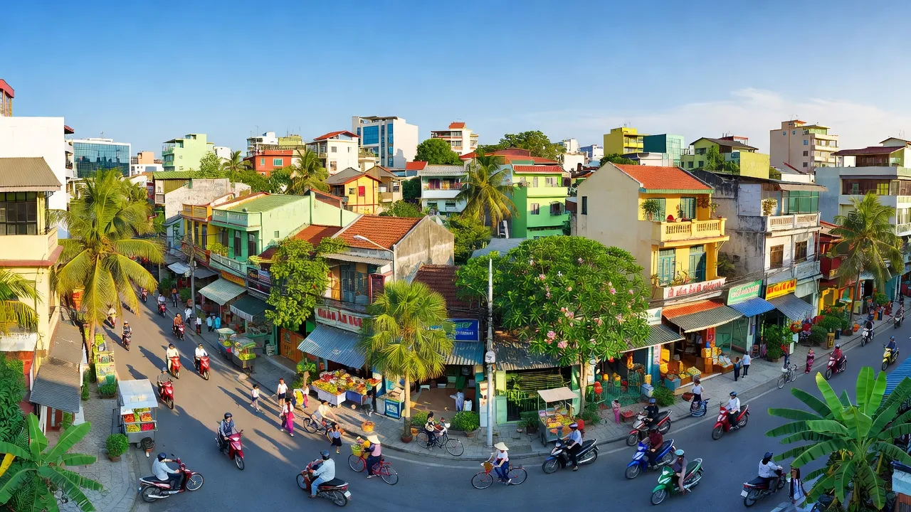 Phường Tân An, Thủ Dầu Một, cảnh quan sống động với nhà cửa, cây cối và đường phố.