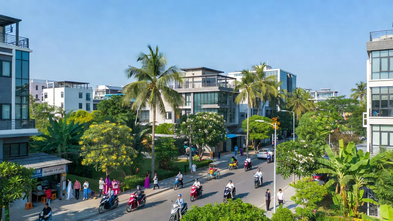 Cảnh sắc phường Bình Nhâm, Thành phố Thuận An với khu đô thị và cây xanh rực rỡ