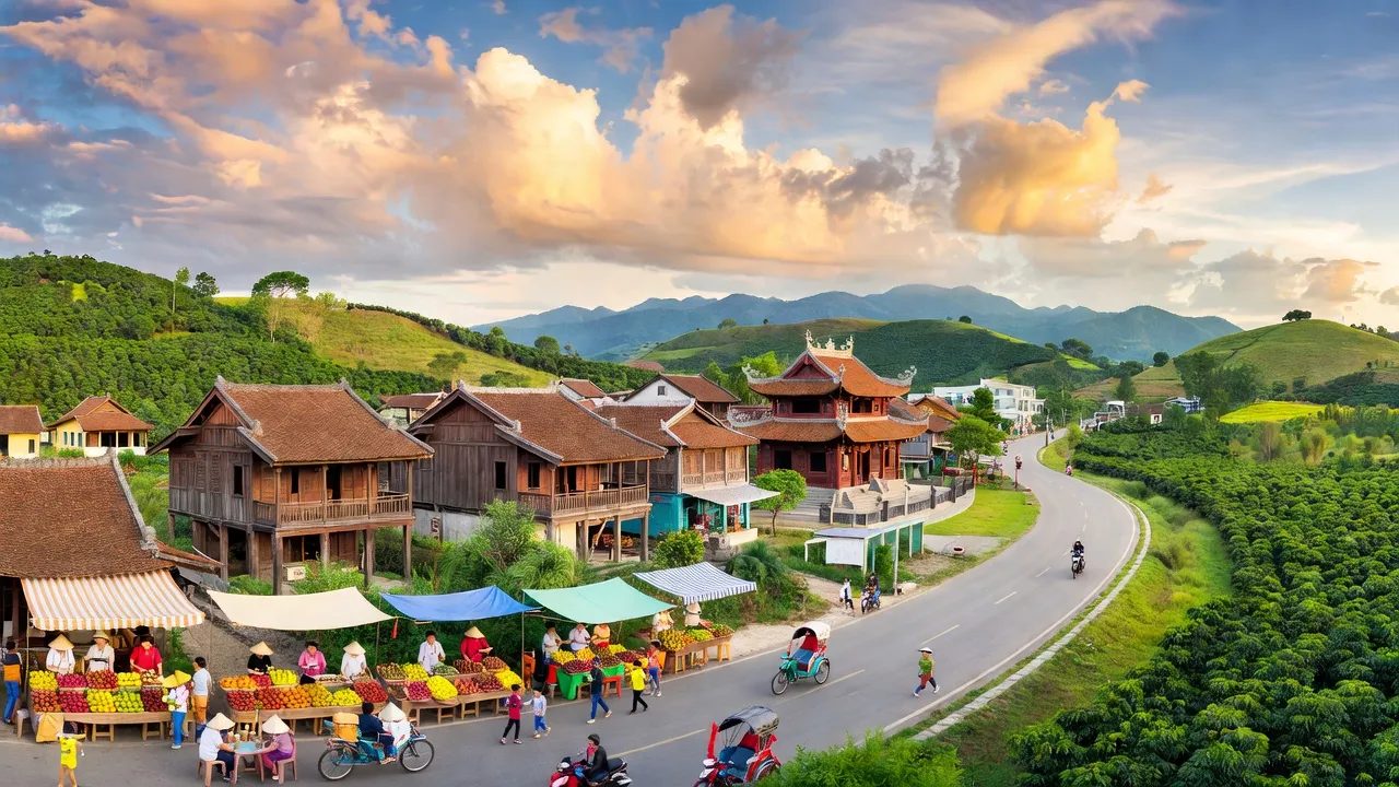 Thị xã Bình Long, tỉnh Bình Phước, Việt Nam với cảnh quan xanh tươi và kiến trúc truyền thống.