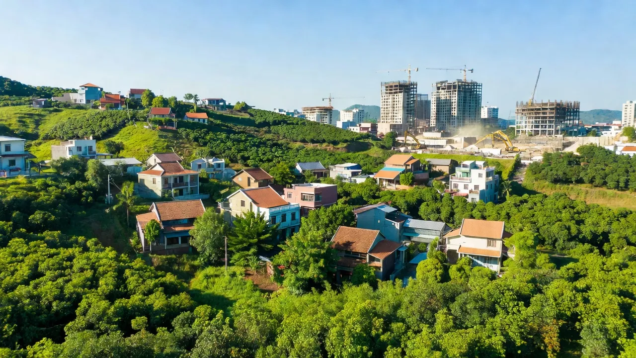 Khung cảnh phường An Lộc, Thị xã Bình Long, với đô thị và thiên nhiên hòa quyện.