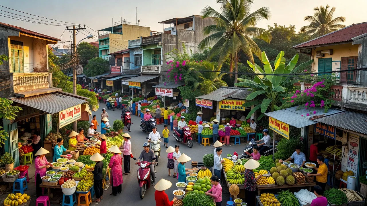Khung cảnh phường Hưng Chiến, thị xã Bình Long, tỉnh Bình Phước với không gian xanh và các hoạt động địa phương.