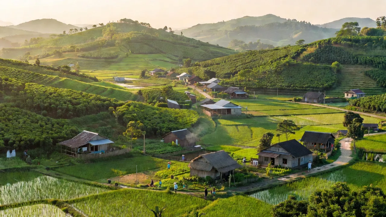 Cảnh quan xã Phước Sơn, huyện Bù Đăng, tỉnh Bình Phước với thiên nhiên xanh tươi và cuộc sống hàng ngày.