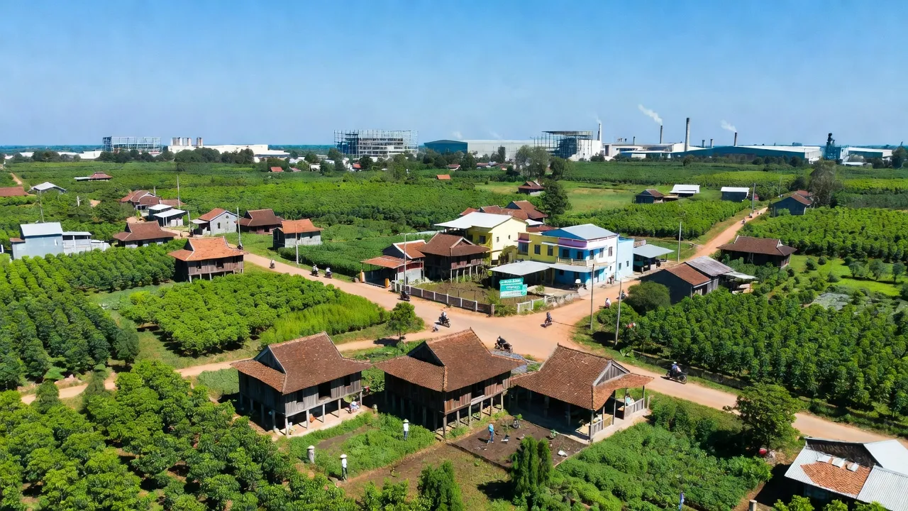 Cảnh quan Xã Nha Bích, Thị xã Chơn Thành, Bình Phước với thiên nhiên và công nghiệp phát triển.