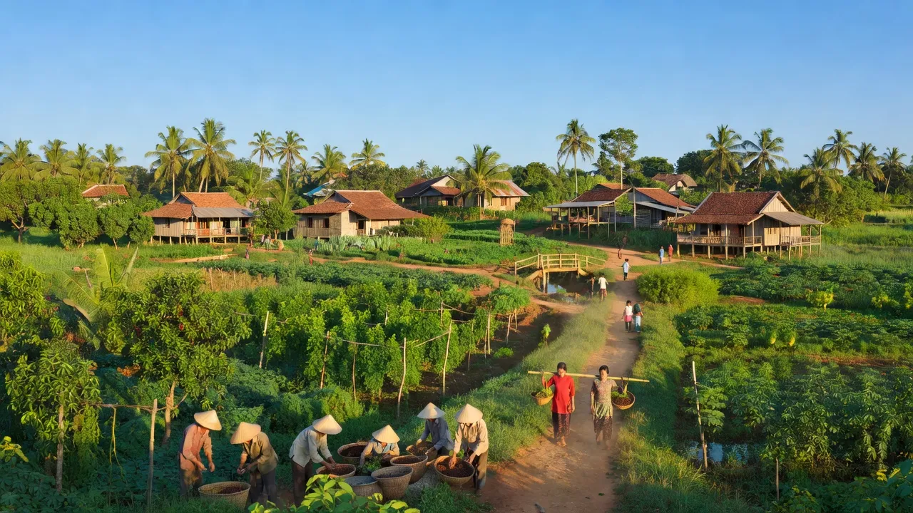 Quang Minh, Chơn Thành, Bình Phước với cảnh sắc thiên nhiên tươi đẹp và cuộc sống nông thôn sôi động.