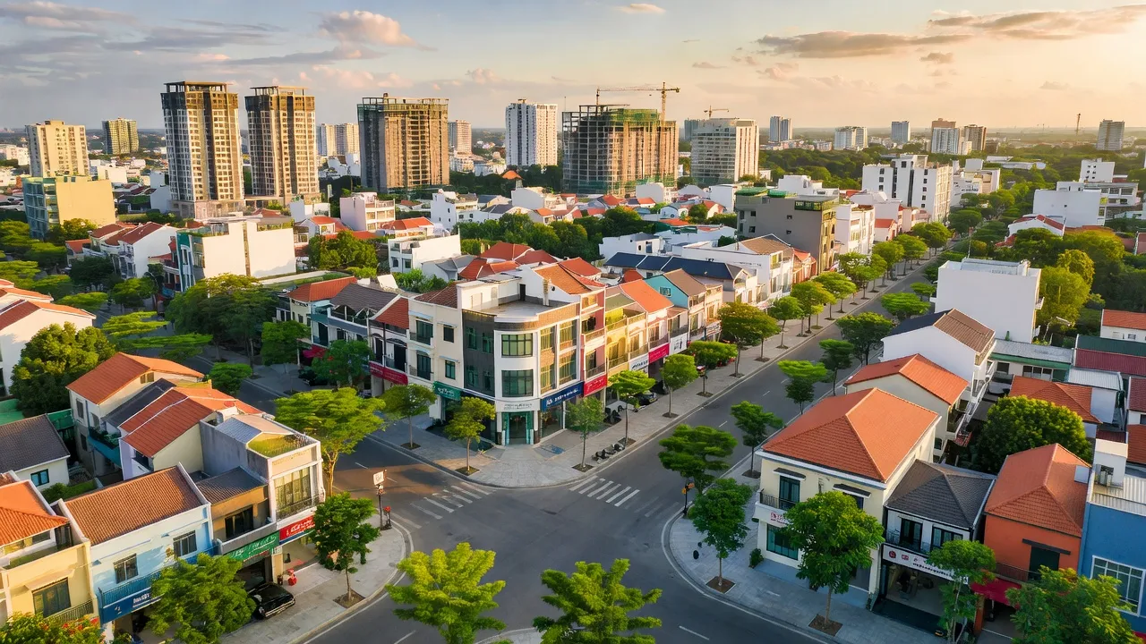 Cảnh quan đô thị hiện đại tại Phường Tân Xuân, Đồng Xoài, Bình Phước, phát triển và quy hoạch bài bản.