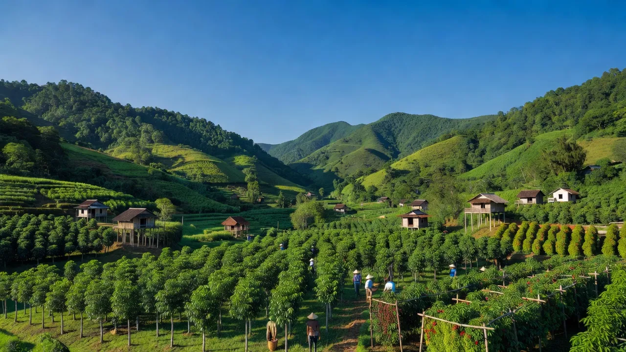 Cảnh đẹp huyện Lộc Ninh, tỉnh Bình Phước với đồi núi xanh và thung lũng tươi mát.