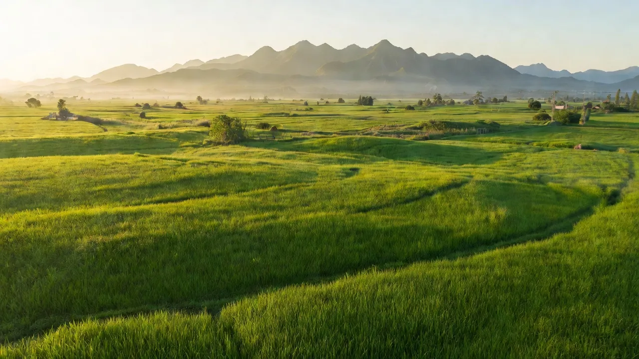 Khung cảnh xã Phước Tân, huyện Phú Riềng, tỉnh Bình Phước, thiên nhiên xanh tươi, không gian sống thân thiện.