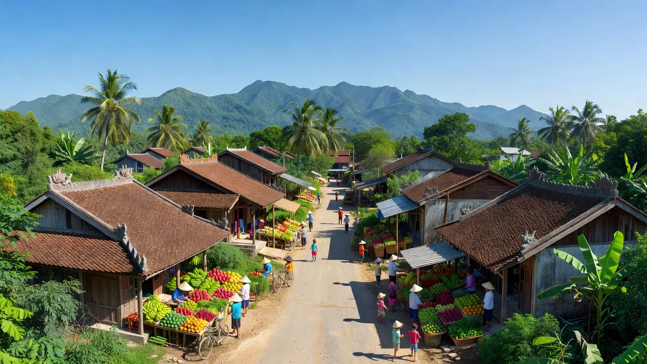 Thị trấn Lương Sơn, Bắc Bình, Bình Thuận, kiến trúc truyền thống và thiên nhiên xanh mát.