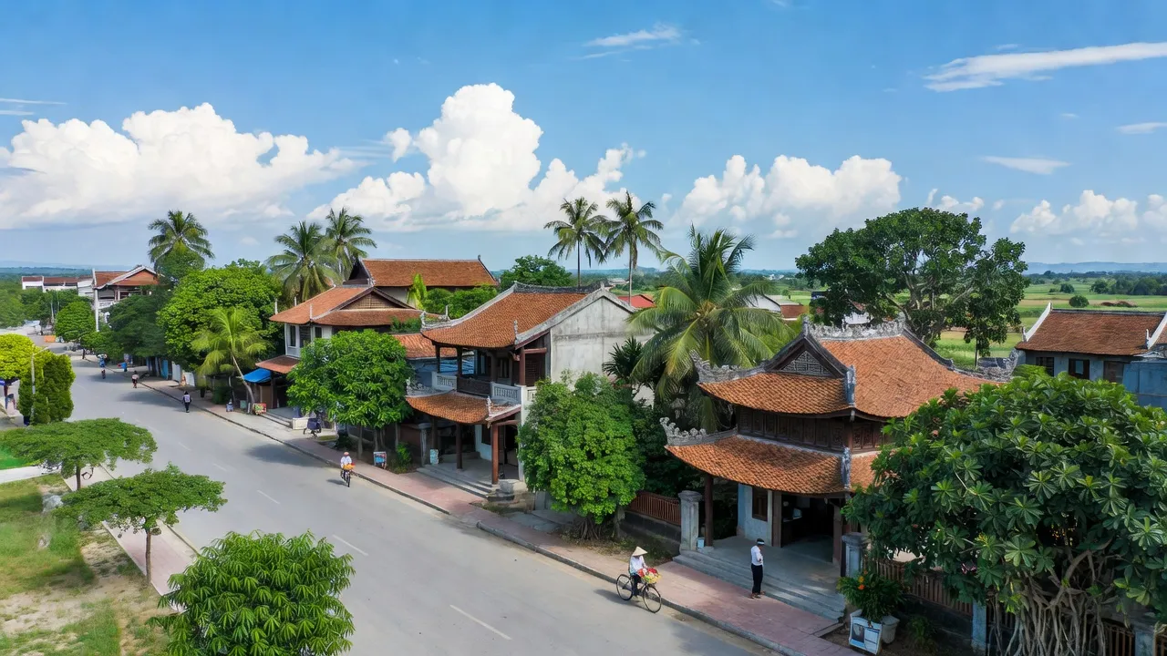 Thị trấn Đức Tài, huyện Đức Linh, tỉnh Bình Thuận với kiến trúc truyền thống và không gian xanh.