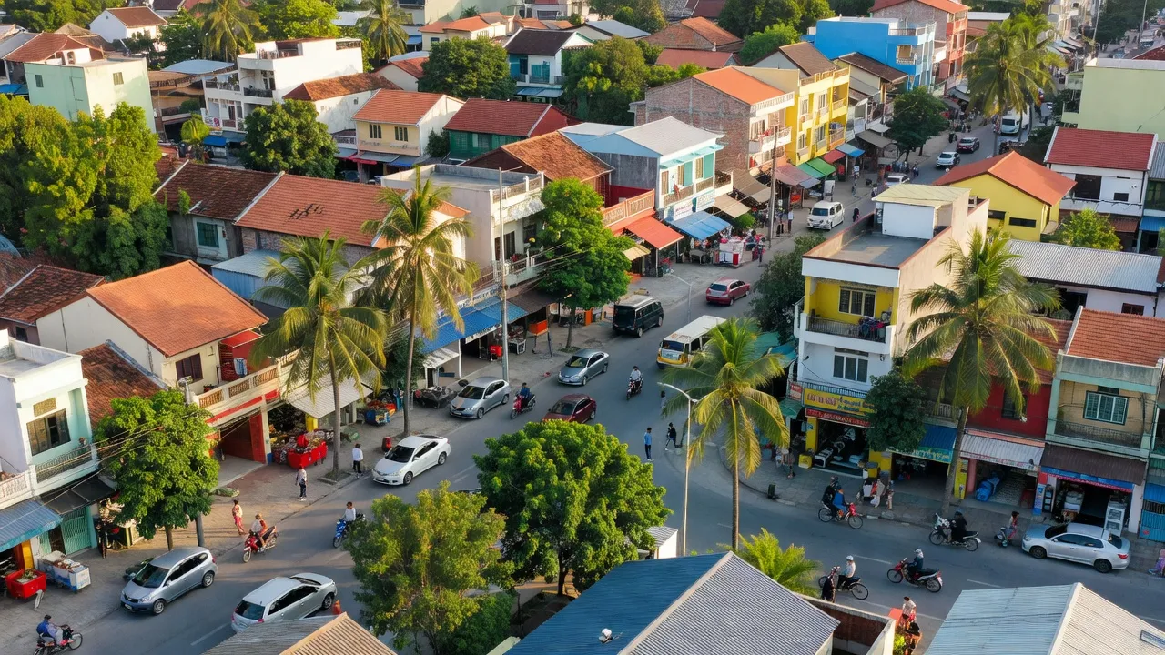 Thị trấn Tân Nghĩa, huyện Hàm Tân, Bình Thuận với cảnh quan xanh mát và nhịp sống nhộn nhịp.