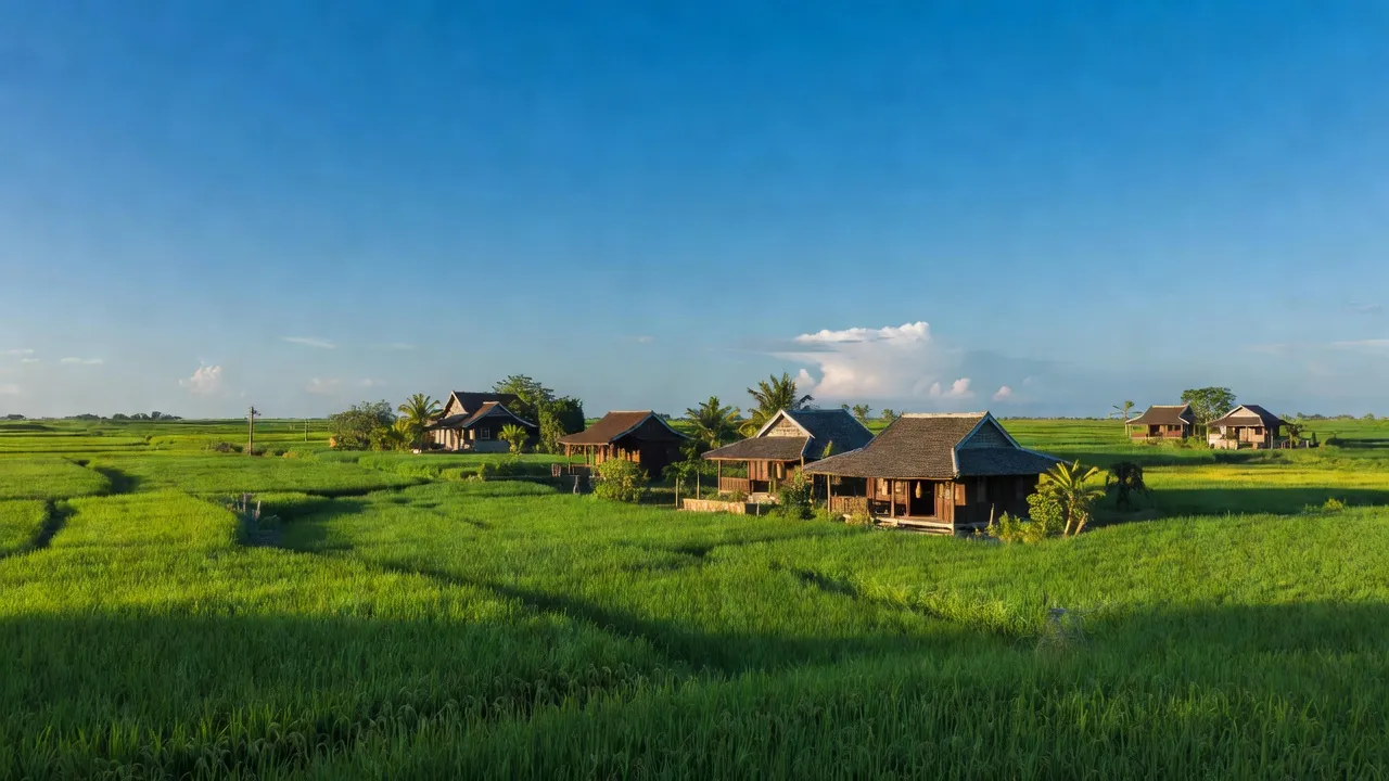 Khung cảnh xanh tươi của Xã Hồng Sơn, huyện Hàm Thuận Bắc, tỉnh Bình Thuận với những cánh đồng và nhà nông thôn.