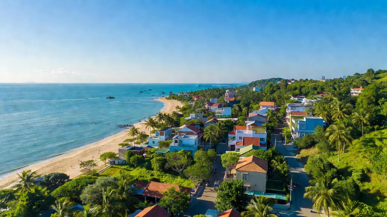 Cảnh sắc phường Bình Hưng, Phan Thiết, Bình Thuận với vùng ven biển tươi đẹp và không gian xanh.