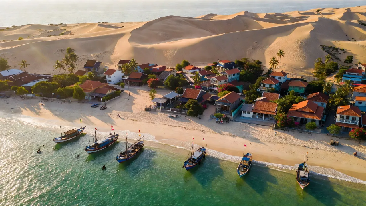 Khung cảnh phường Bình Hưng, thành phố Phan Thiết, với biển xanh và khu dân cư ven biển.