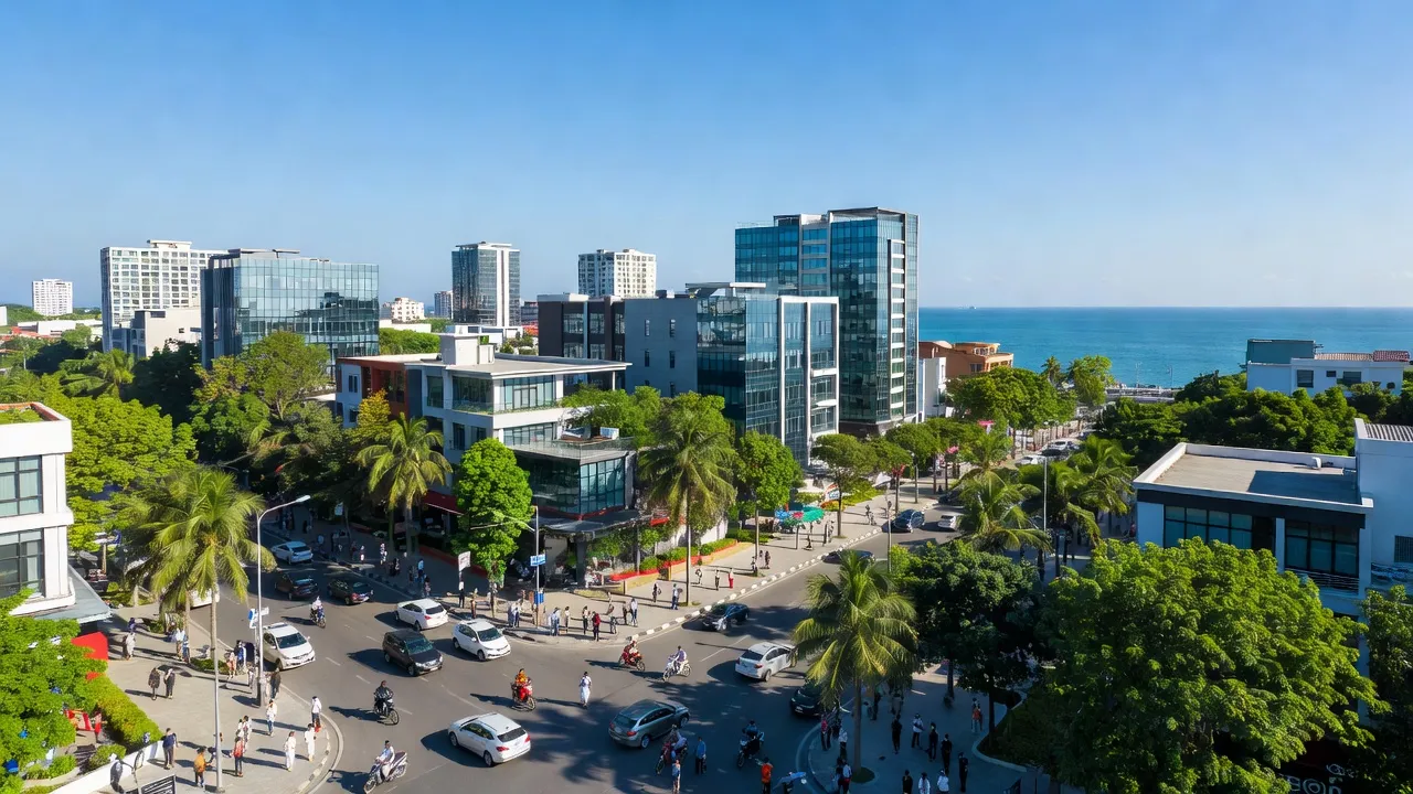 Phường Lạc Đạo, Thành phố Phan Thiết với kiến trúc hiện đại và không khí nhộn nhịp, Bình Thuận.