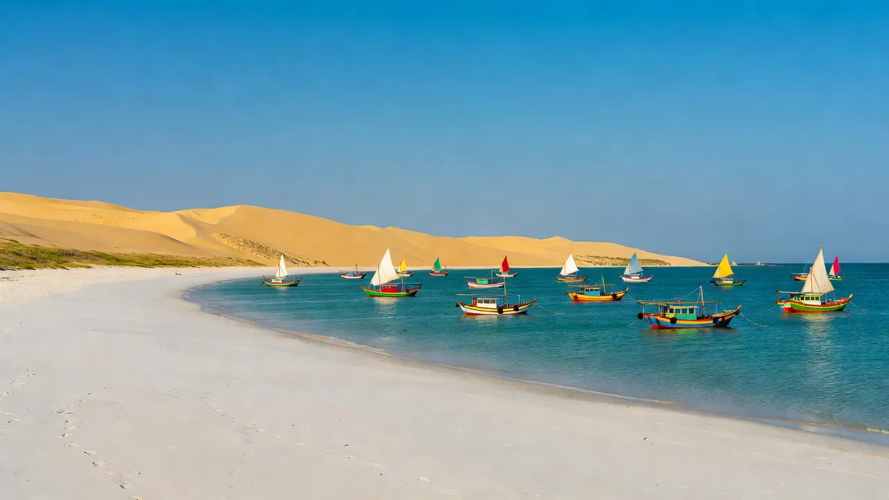 Phường Mũi Né, bãi biển đẹp và thuyền đánh cá màu sắc ở Phan Thiết, Bình Thuận.