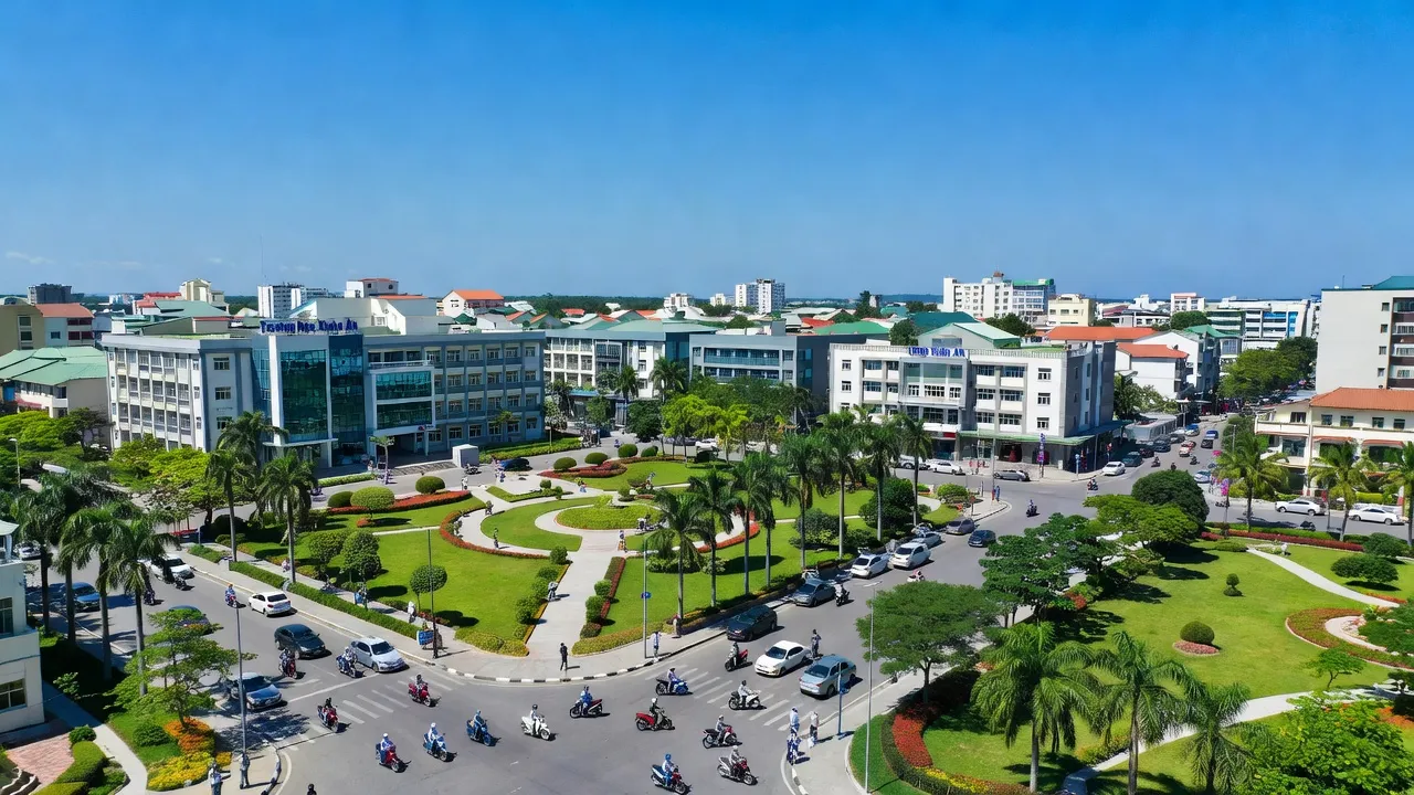 Vẻ đẹp phường Xuân An, thành phố Phan Thiết với không gian đô thị và cảnh sắc thiên nhiên tươi đẹp.