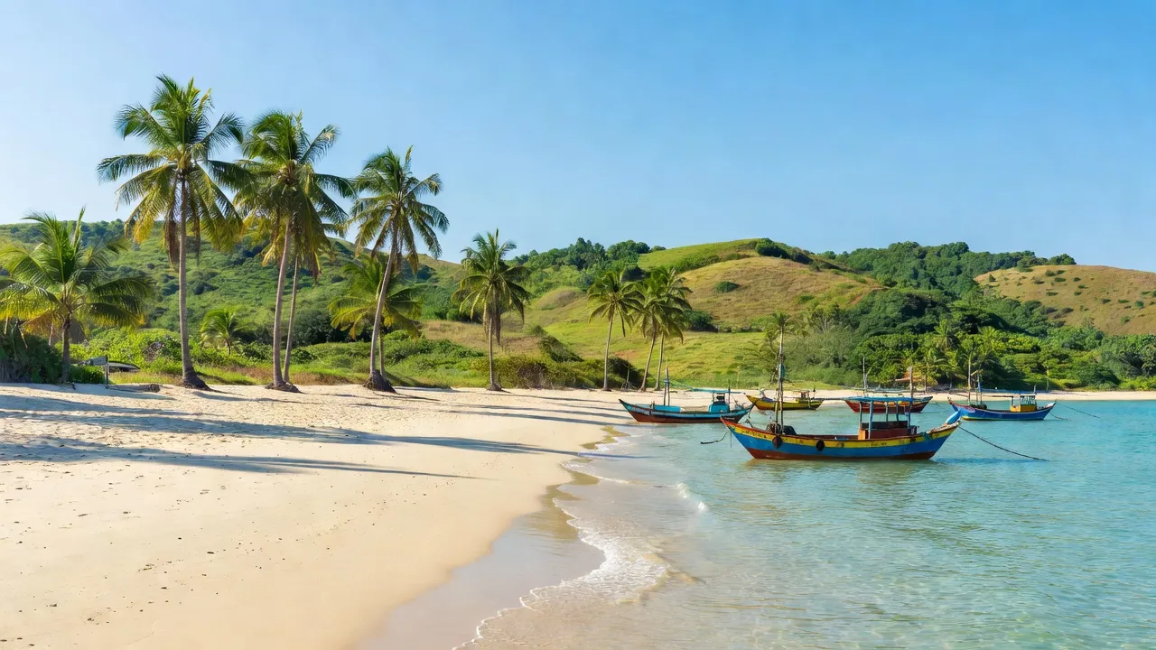 Bình Thạnh, Tuy Phong, Bình Thuận coastal landscape with beach, fishing boats, and palm trees.