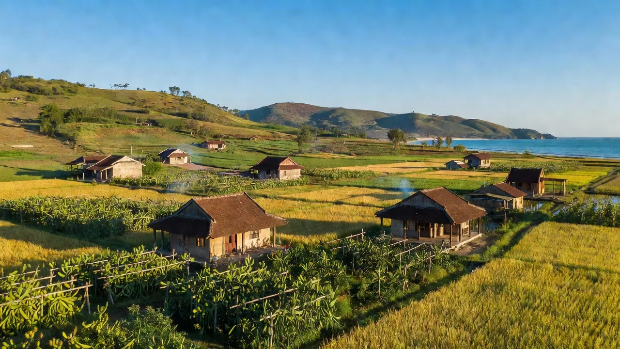 Khung cảnh Xã Phú Lạc, Huyện Tuy Phong, Tỉnh Bình Thuận với cánh đồng xanh tươi.