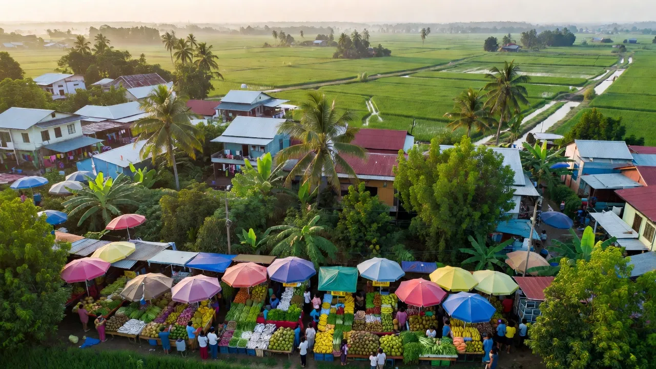 Chợ Tân Bằng nhộn nhịp ở xã Tân Bằng, huyện Thới Bình, Cà Mau, nền văn hóa địa phương phong phú.