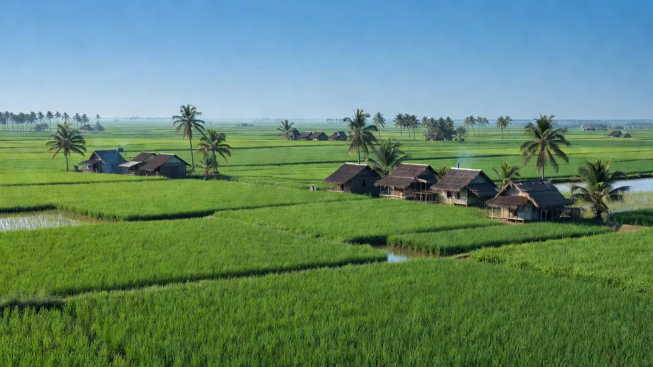 Cảnh đẹp Xã Tân Lộc Đông, Huyện Thới Bình, phải có ruộng lúa xanh và nhà dân.