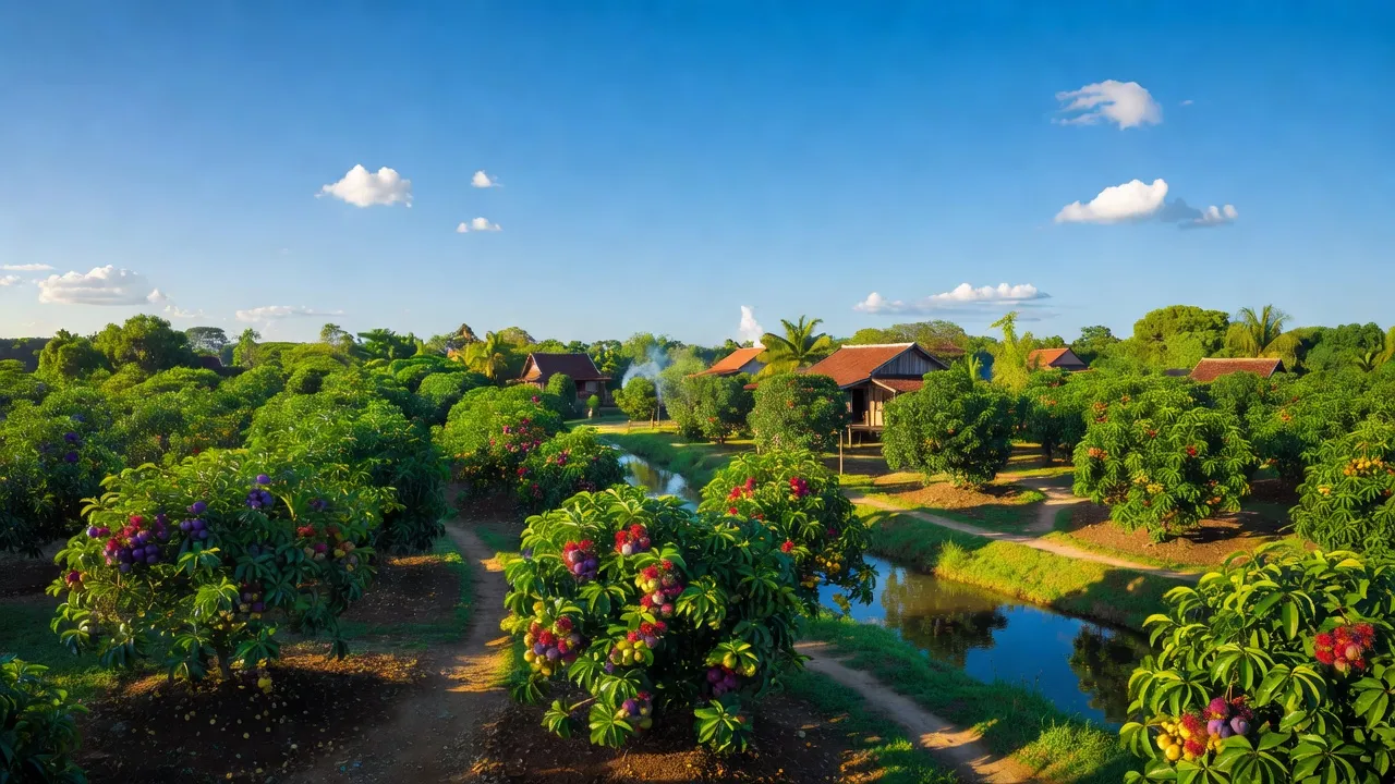 Nhơn Ái, Phong Điền, Cần Thơ với vườn cây ăn trái, không gian nông thôn Việt Nam tươi đẹp.