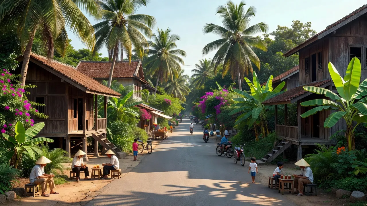 Khu vực Phường Lê Bình, Quận Cái Răng, Cần Thơ với nhà truyền thống và thiên nhiên tươi sáng.