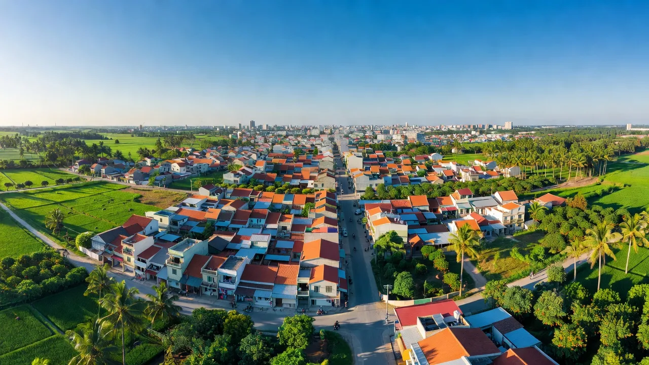 Khung cảnh Phường Thường Thạnh, Quận Cái Răng, Cần Thơ với các khu vực dân cư xanh tươi.