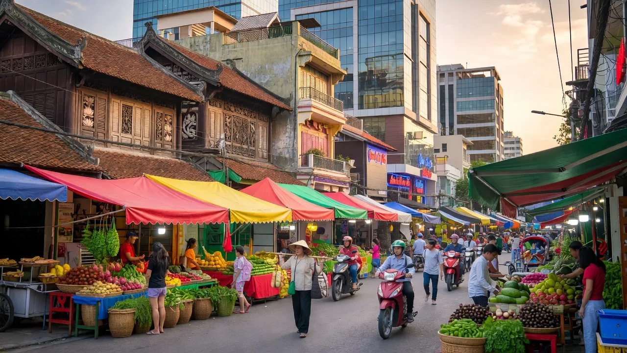 Phường Tân An, Quận Ninh Kiều, Cần Thơ với chợ địa phương và kiến trúc hiện đại.