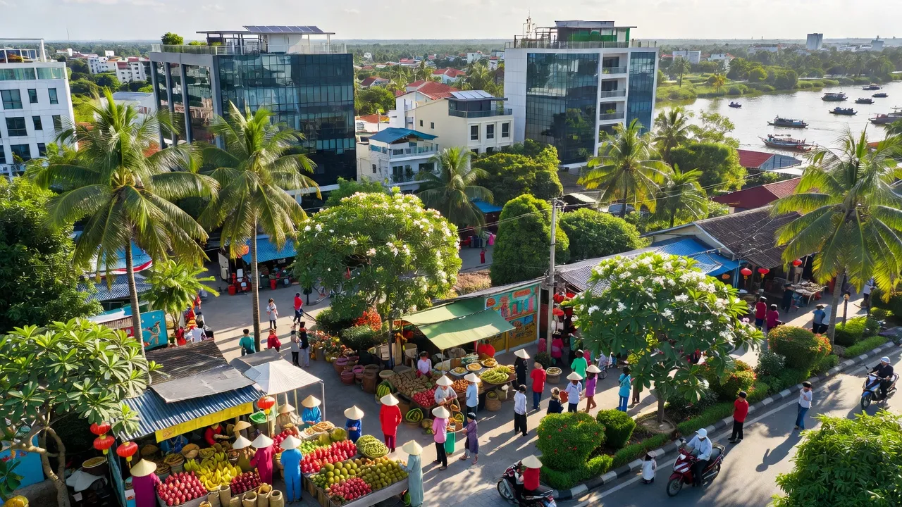 Phường Châu Văn Liêm, Quận Ô Môn, Cần Thơ, với cảnh quan hiện đại và không gian xanh tươi sáng.