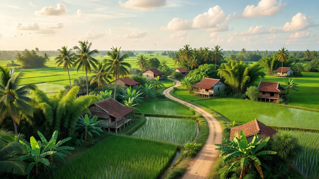 Phong cảnh đẹp ở Phường Thuận An, Quận Thốt Nốt, Cần Thơ với cánh đồng xanh mướt.