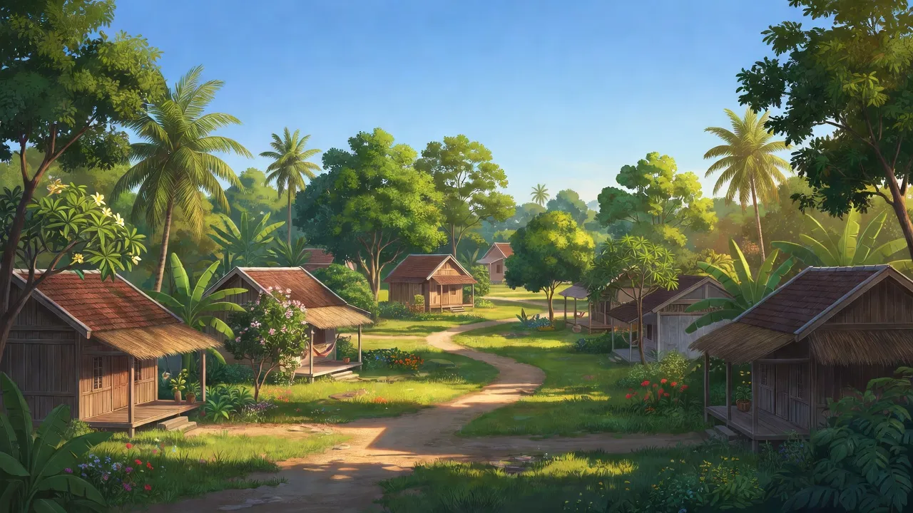 Cảnh quan Phường Thuận Hưng, Quận Thốt Nốt, Cần Thơ với cây xanh và nhà truyền thống.
